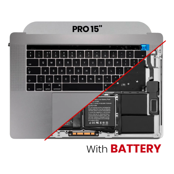 Top Case com Bateria e Teclado (ISO UK) para Portátil Apple MacBook Pro 15" A1990 (2018-2019) Cinzento Sideral