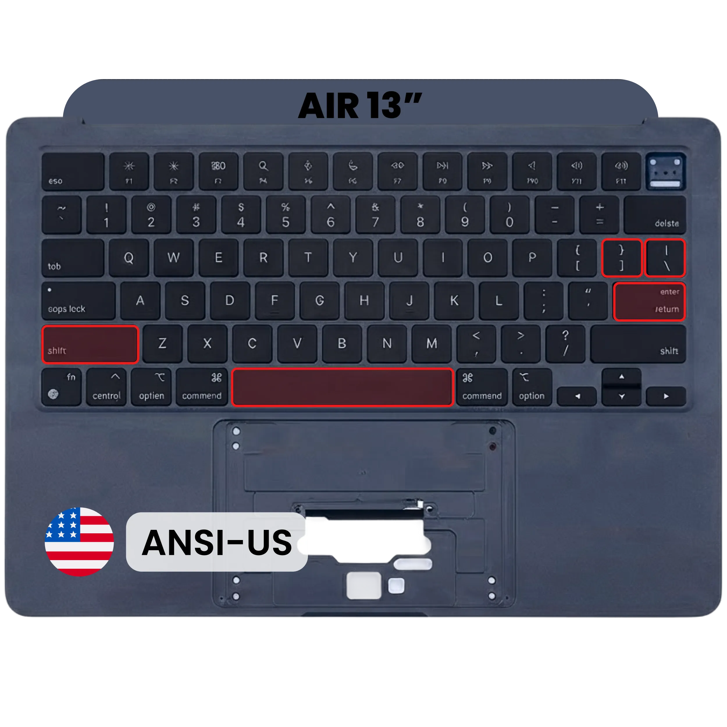 Top Case com Teclado ANSI US para Portátil MacBook Air 13″ A2681 (2022) — Original OEM, Midnight