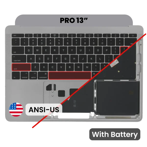 Top Case com Bateria e Teclado (ANSI US) para MacBook Pro 13" A1708 (2016) - Espaço Cinzento