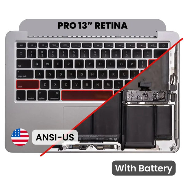 Top Case com Bateria e Teclado ANSI US para MacBook Pro 13" A1502 (2013‑2014) – Grade A