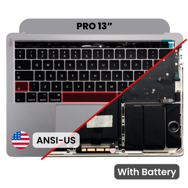 Top Case com Bateria e Teclado (ANSI US) para MacBook Pro 13" A1706 (2016) – Grau A – Space Gray
