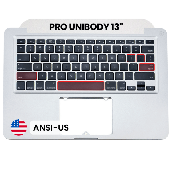 Top Case com Teclado ANSI US para MacBook 13" A1278 Mid 2009/2010 – OEM Grau A
