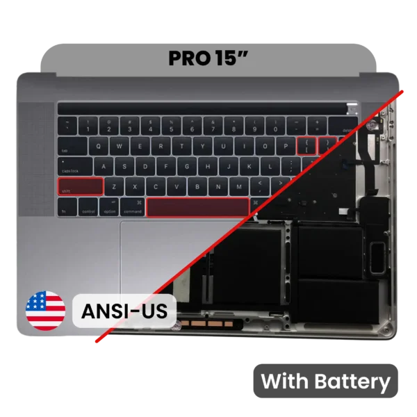 Top Case com Bateria e Teclado (ANSI US) para Portátil Apple MacBook Pro 15" A1707 (2016-2017) Space Gray