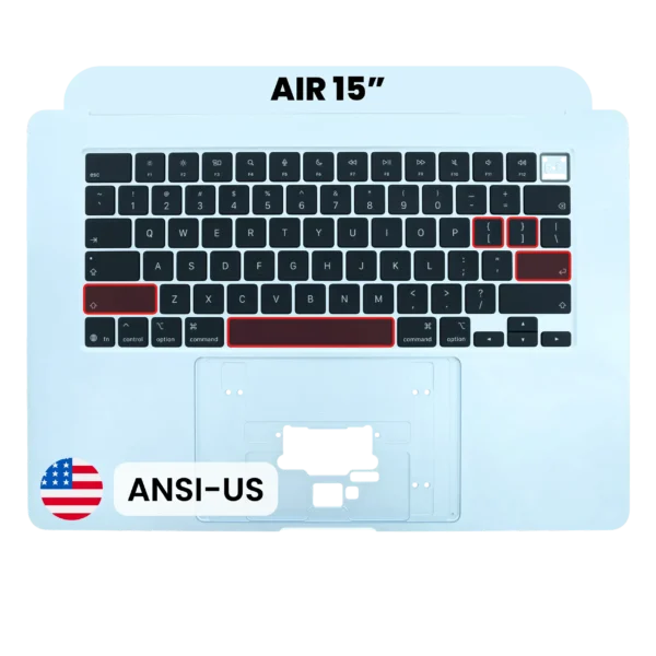 Top Case com Teclado (ANSI US) para MacBook Air 15" A3448 (2026) – Sky Blue – Peça Original OEM
