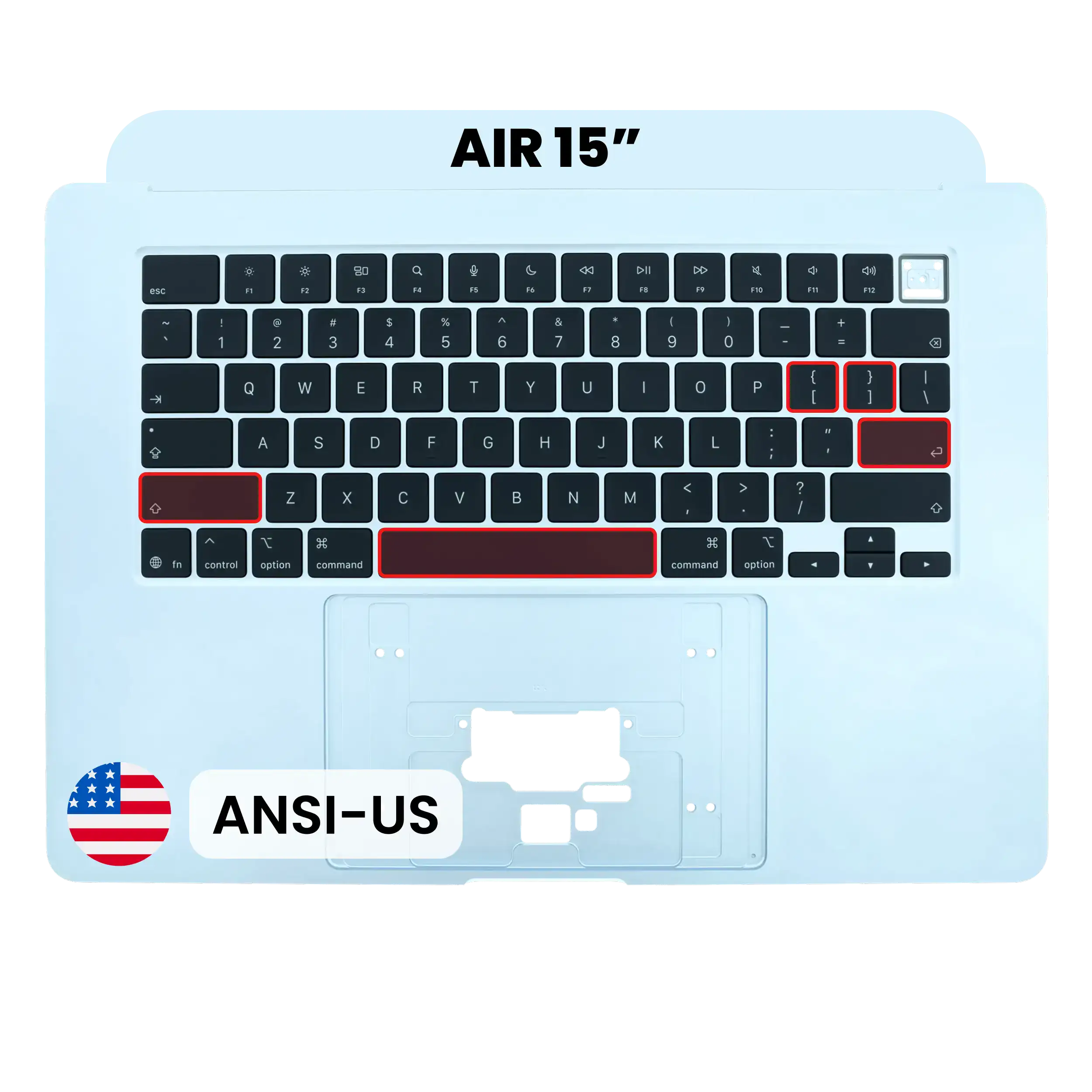 Top Case com Teclado (ANSI US) para MacBook Air 15" A3448 (2026) – Sky Blue – Peça Original OEM
