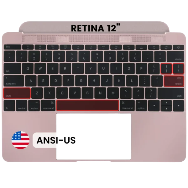 Top Case com Teclado ANSI US Rose Gold para MacBook 12″ A1534 (2016–2017) — OEM Usado Grade A