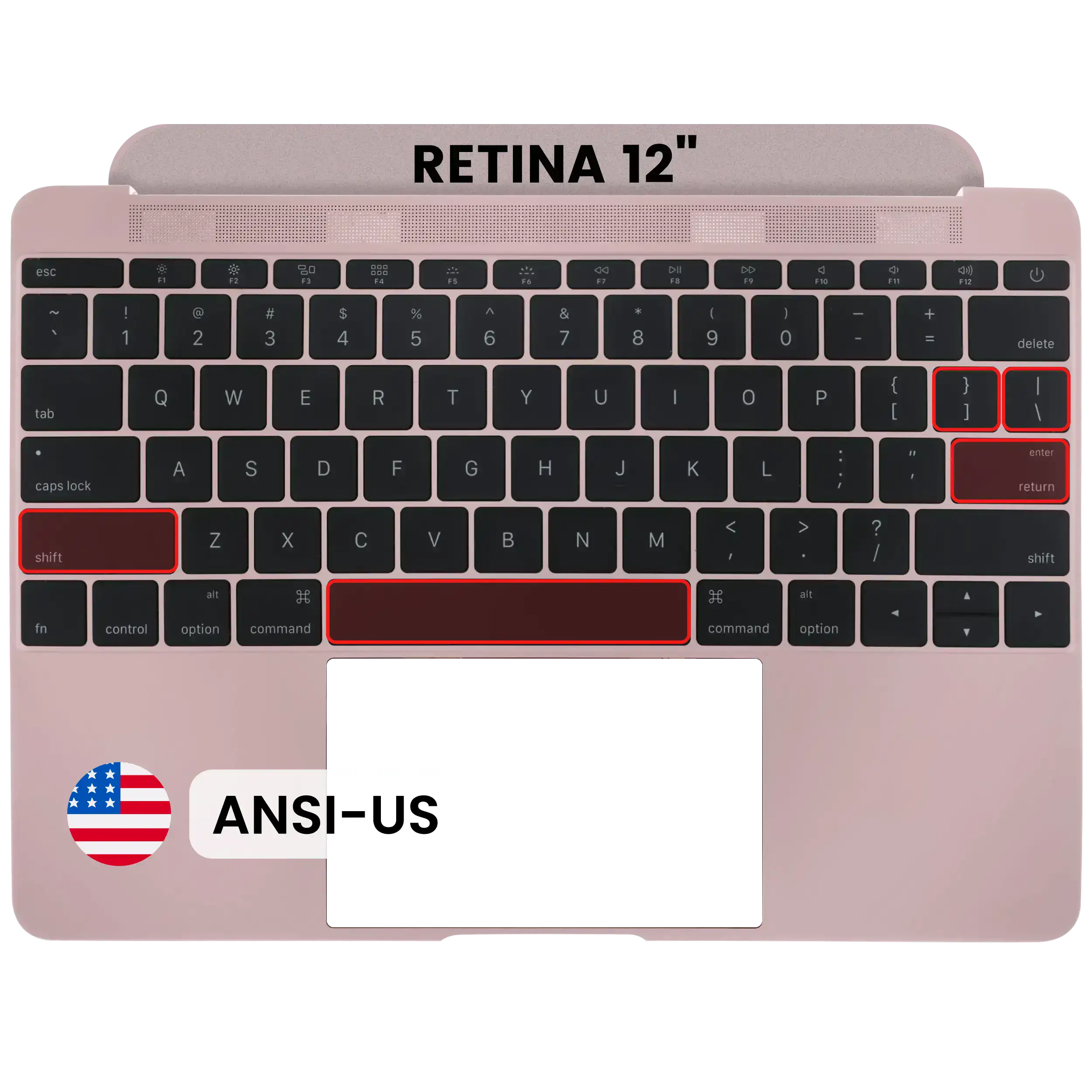 Top Case com Teclado ANSI US Rose Gold para MacBook 12″ A1534 (2016–2017) — OEM Usado Grade A