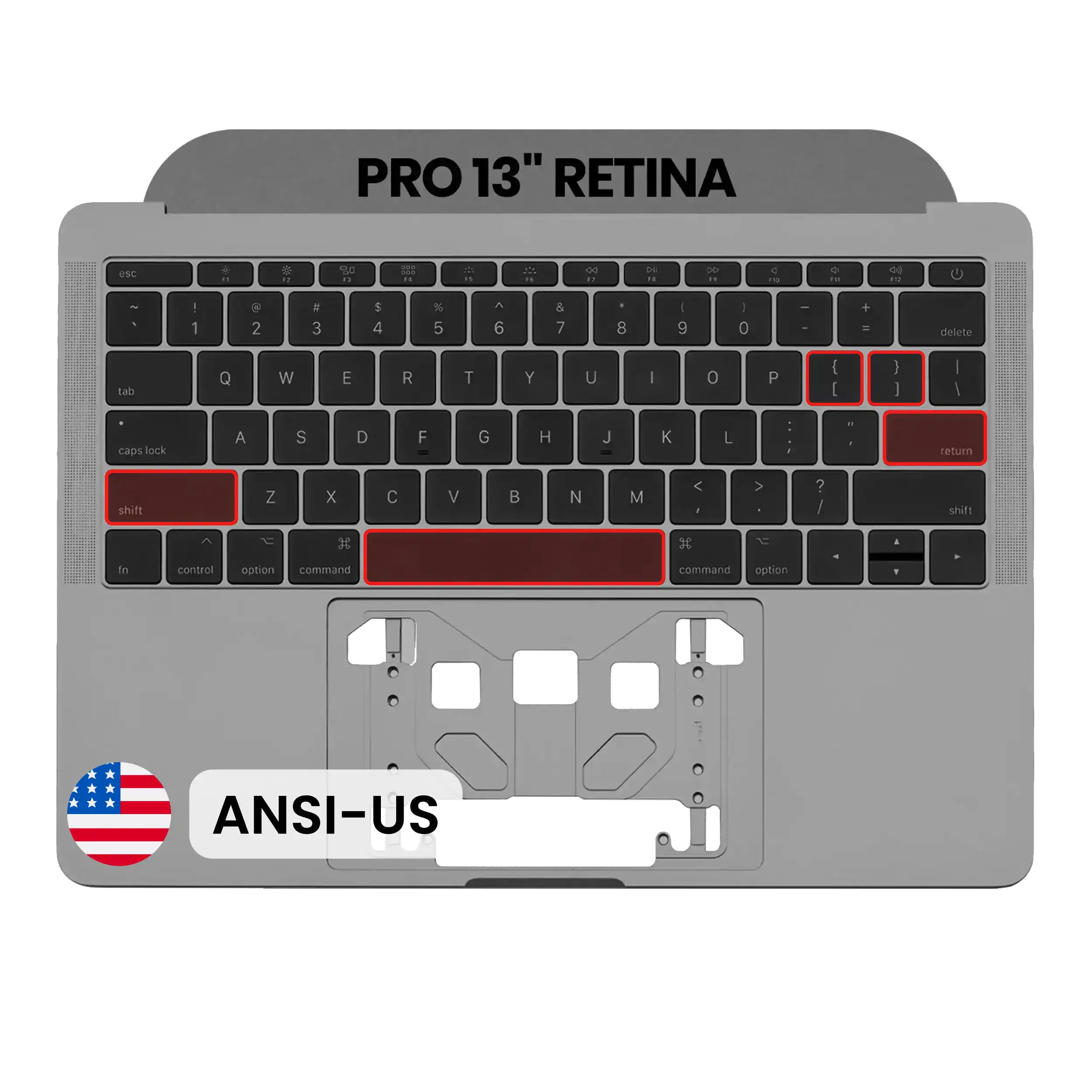 Top Case Completo com Teclado ANSI US Space Gray para MacBook Pro 13″ A1708 (2016–2017)