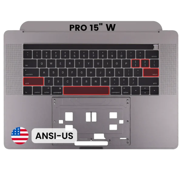 Top Case com Teclado ANSI US para MacBook Pro 15" A1707 (2016–2017) Space Gray — OEM Novo