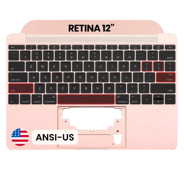 Top Case com Teclado ANSI US e Microfone para MacBook Retina 12" A1534 Rose Gold