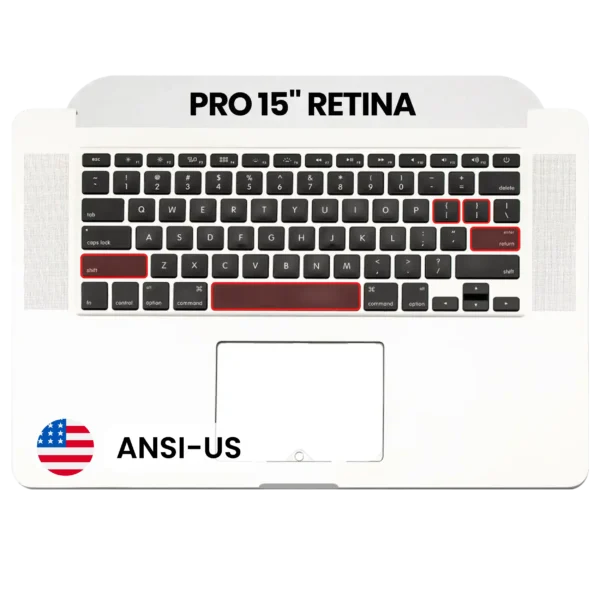 Top Case OEM com Teclado ANSI US e Microfone para MacBook Pro 15" Retina A1398 (Mid 2012–Early 2013)