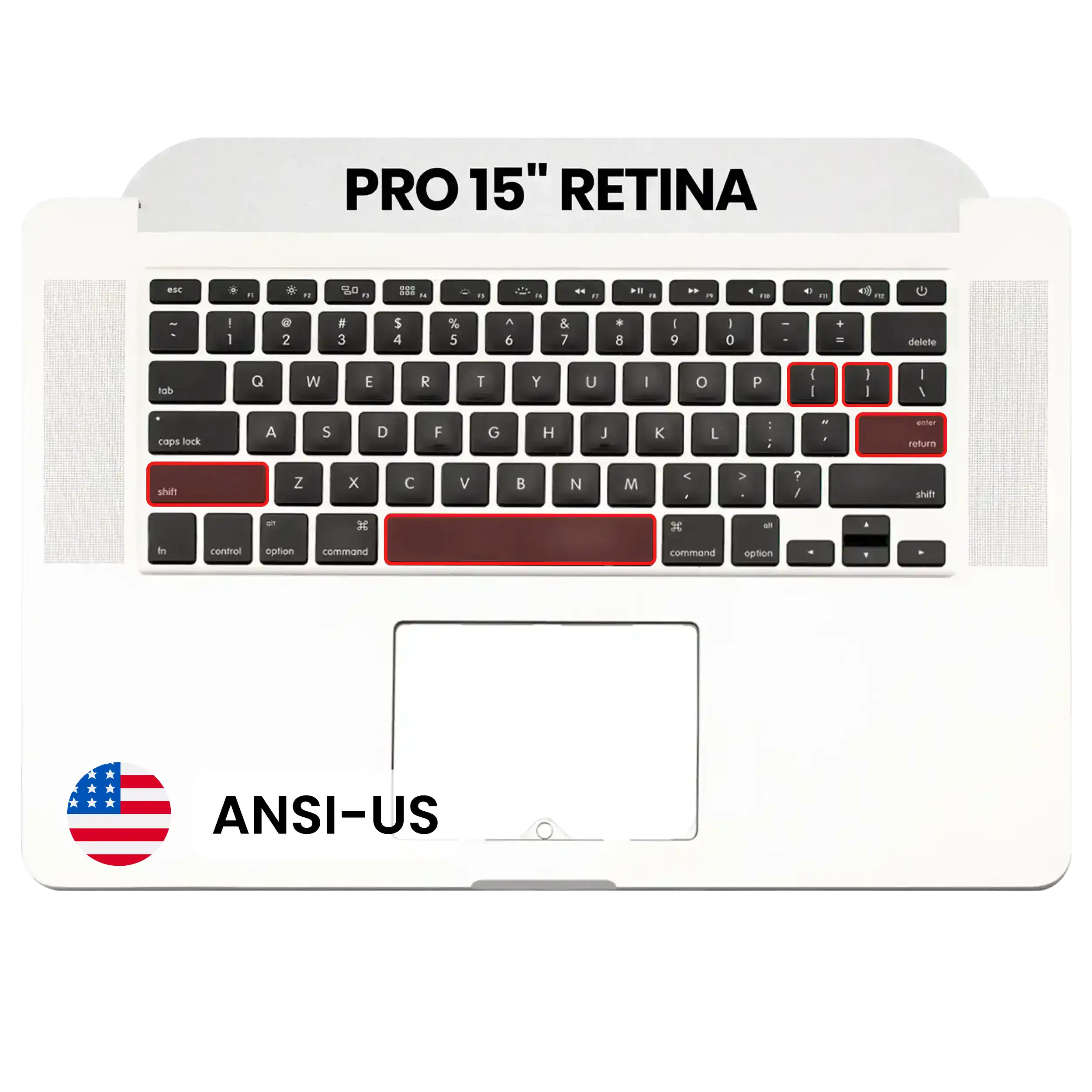 Top Case OEM com Teclado ANSI US e Microfone para MacBook Pro 15" Retina A1398 (Mid 2012–Early 2013)