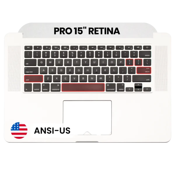 Top Case com Teclado ANSI US e Microfone para MacBook Pro 15″ Retina A1398 (2013–2014) — OEM Usado Grade A