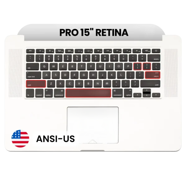 Top Case OEM com Teclado ANSI US e Microfone para Apple MacBook Pro 15″ A1398 Mid 2015 — Usado Grade A