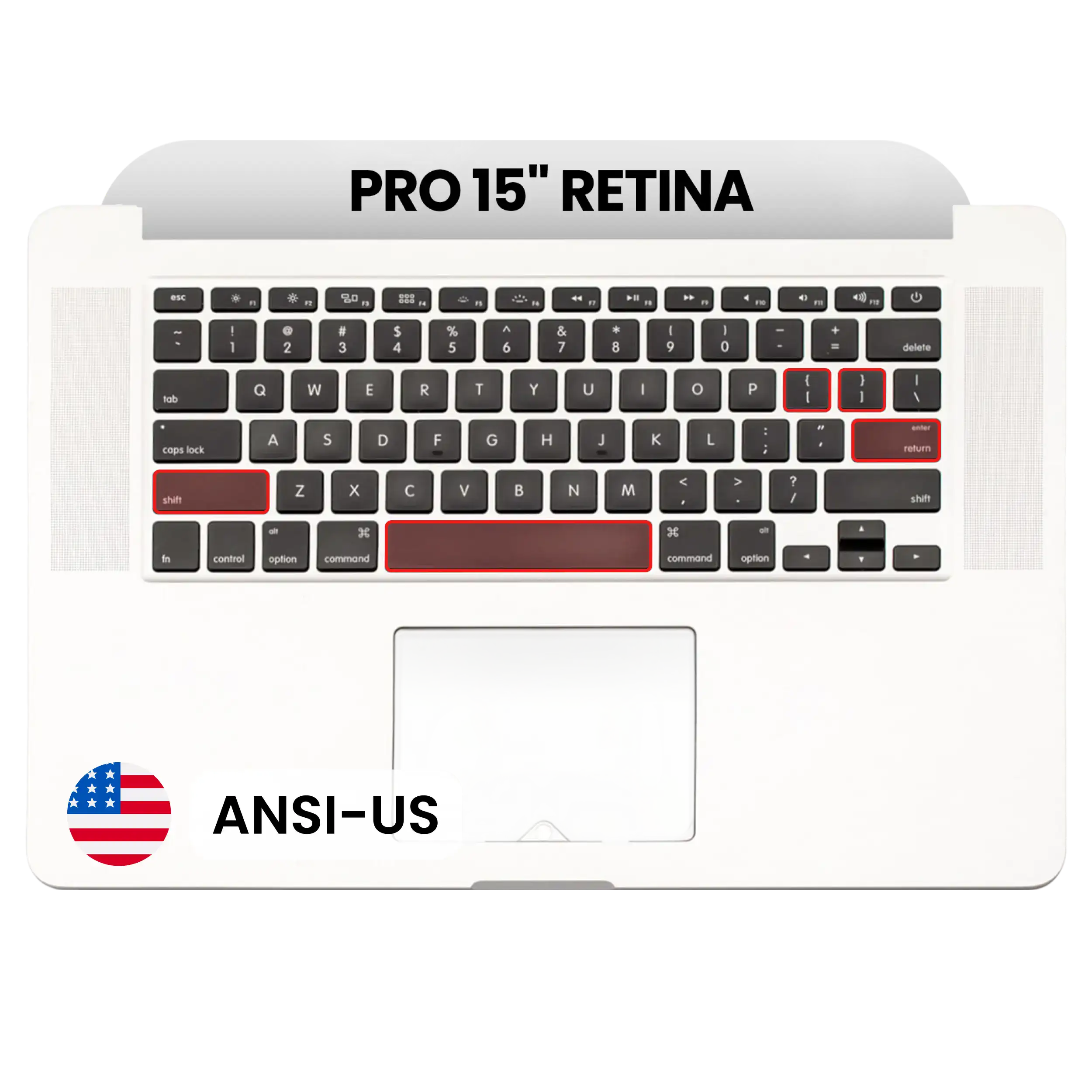 Top Case OEM com Teclado ANSI US e Microfone para Apple MacBook Pro 15″ A1398 Mid 2015 — Usado Grade A