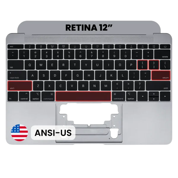 Top Case com Teclado ANSI US e Microfone para MacBook Retina 12" A1534 (2015) – Grau A – Space Gray – Substituição OEM