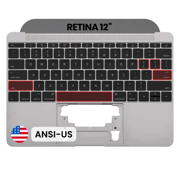 Top Case com Teclado (ANSI US) e Microfone para MacBook 12" A1534 (2016-2017) - Grau A - Space Gray