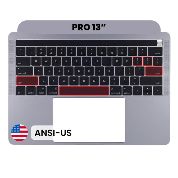 Top Case com Teclado ANSI US para MacBook Pro 13″ A1989 (2018–2019) | OEM Usado Grade A | Space Gray