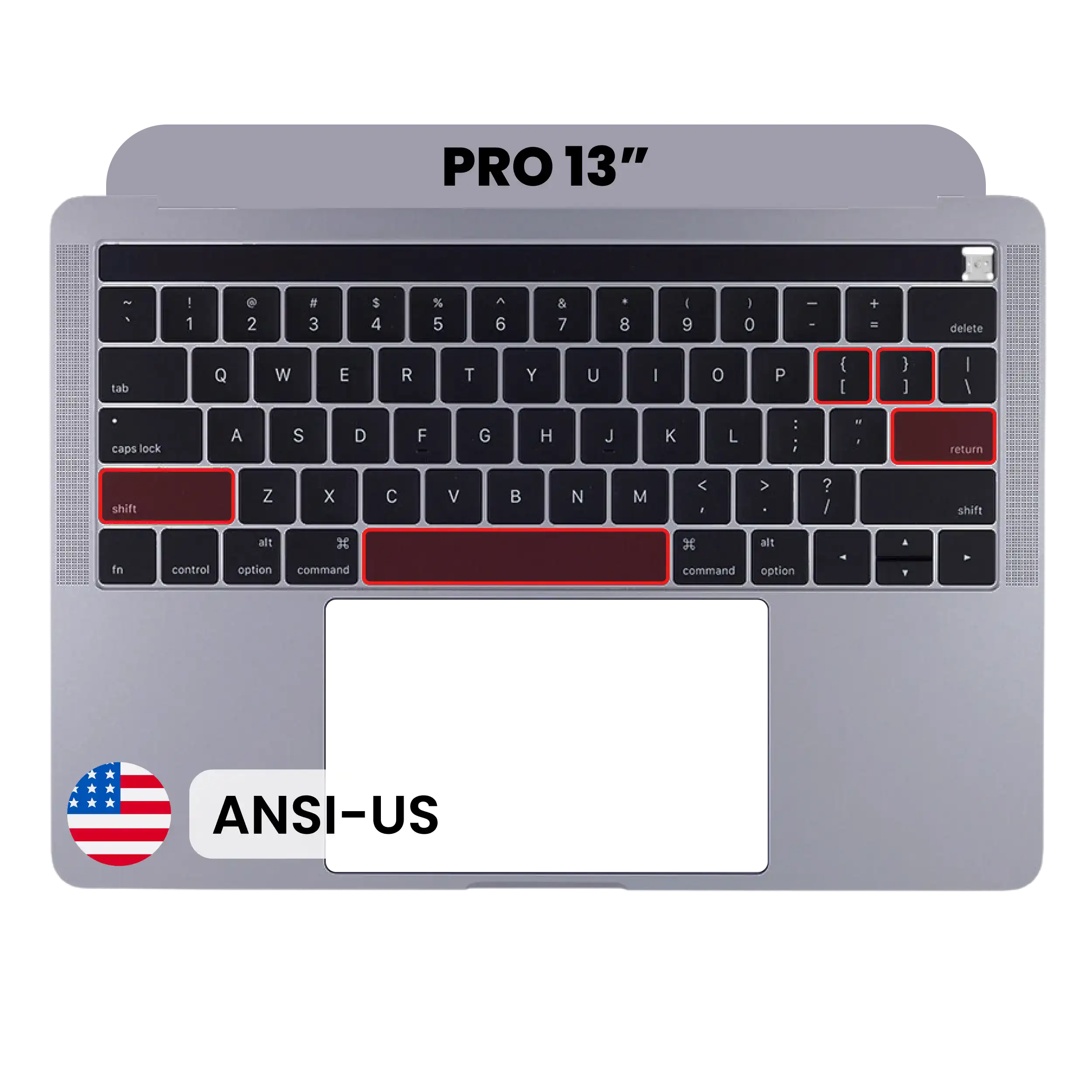 Top Case com Teclado ANSI US para MacBook Pro 13″ A1989 (2018–2019) | OEM Usado Grade A | Space Gray