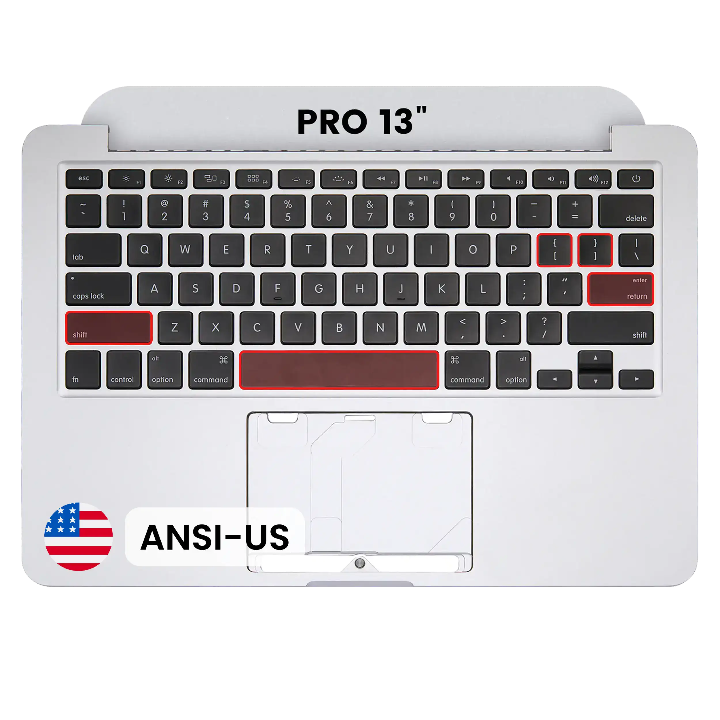 Top Case com Teclado ANSI US para Apple MacBook Pro 13" Retina A1425 (Late 2012 / Early 2013) — OEM Usado Grade A