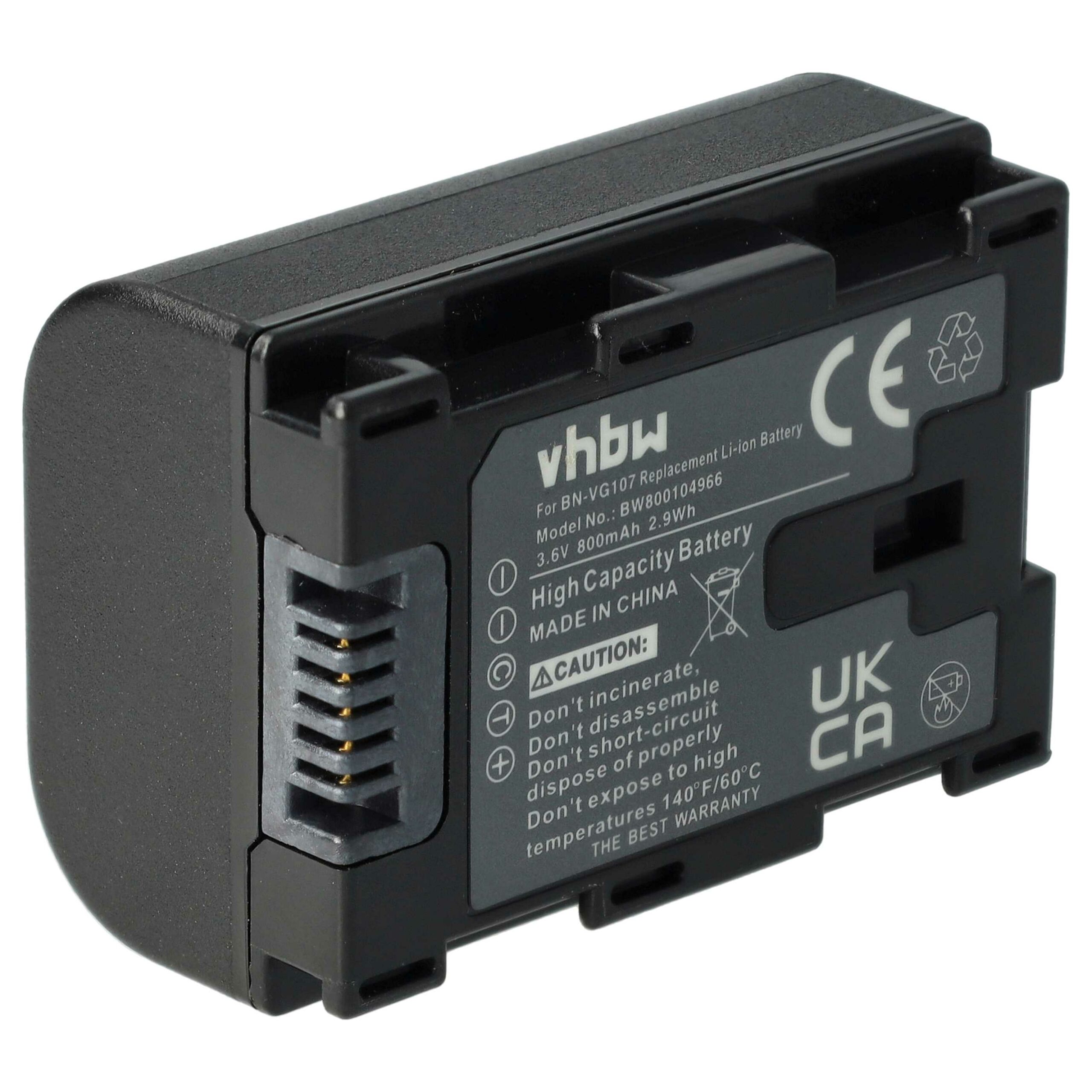 Bateria de Videocâmara vhbw para JVC BN-VG107, BN-VG108 - 800 mAh 3.6 V Li-Ion