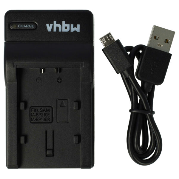 Carregador de Bateria USB-C com Cabo para Câmara Samsung SMX-F40 vhbw 0.5A
