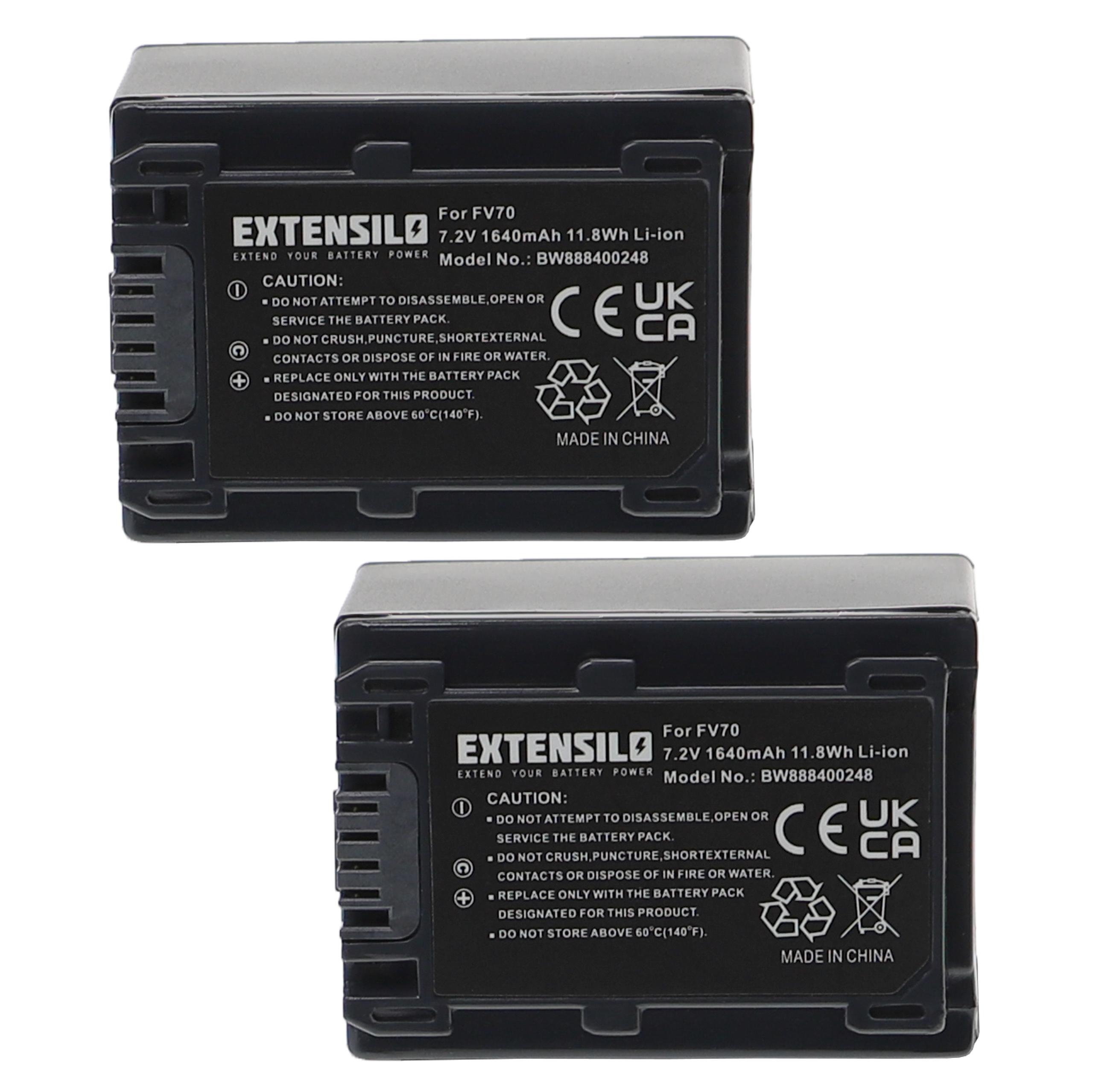 2x Baterias Extensilo 1640mAh para Sony NP-FV50, NP-FV70, NP-FH50