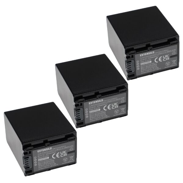 3x Bateria Extensilo para câmara Sony NP-FV100A, NP-FV100, NP-FV90 3090mAh 7.4V