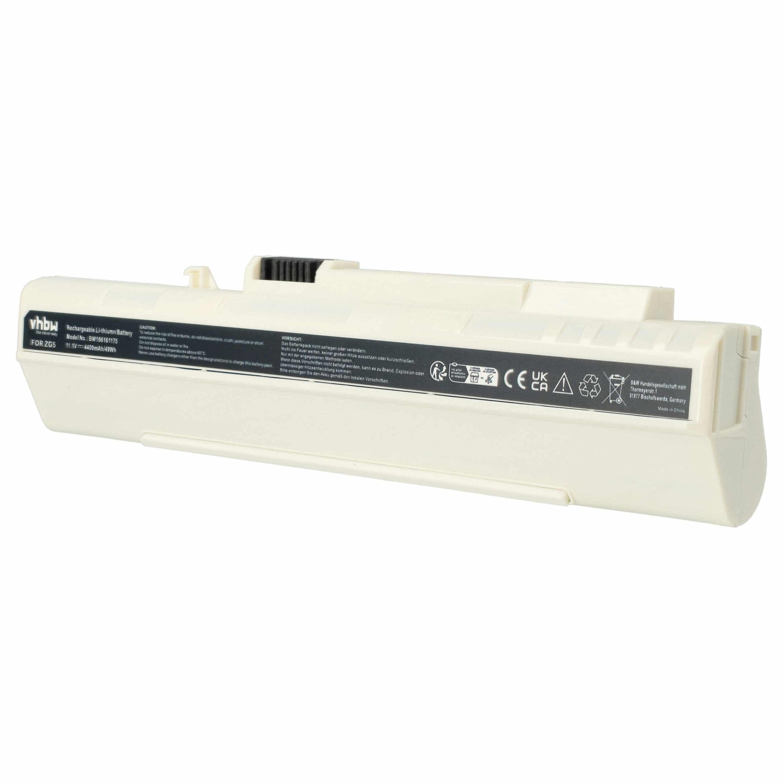 Bateria vhbw para portáteis Acer Aspire One, Gateway LT (4400 mAh, 11.1 V, Branco)