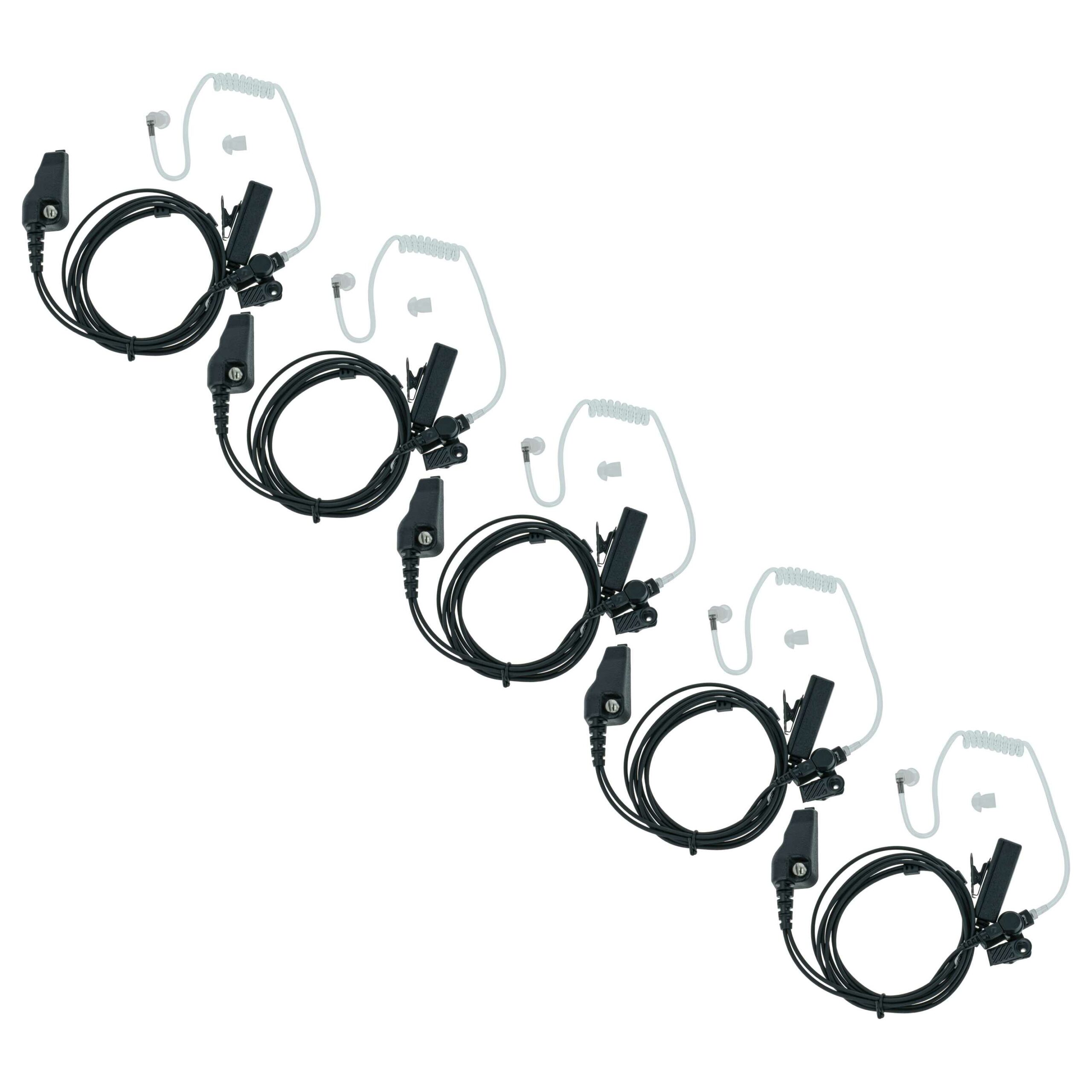 5x Auricular de Segurança vhbw com Microfone PTT para Kenwood TK-2140E e Rádios