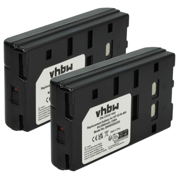 Bateria vhbw 2x para câmara Sony / JVC BN-V65U / NP-55 - 2000 mAh 6 V NiMH