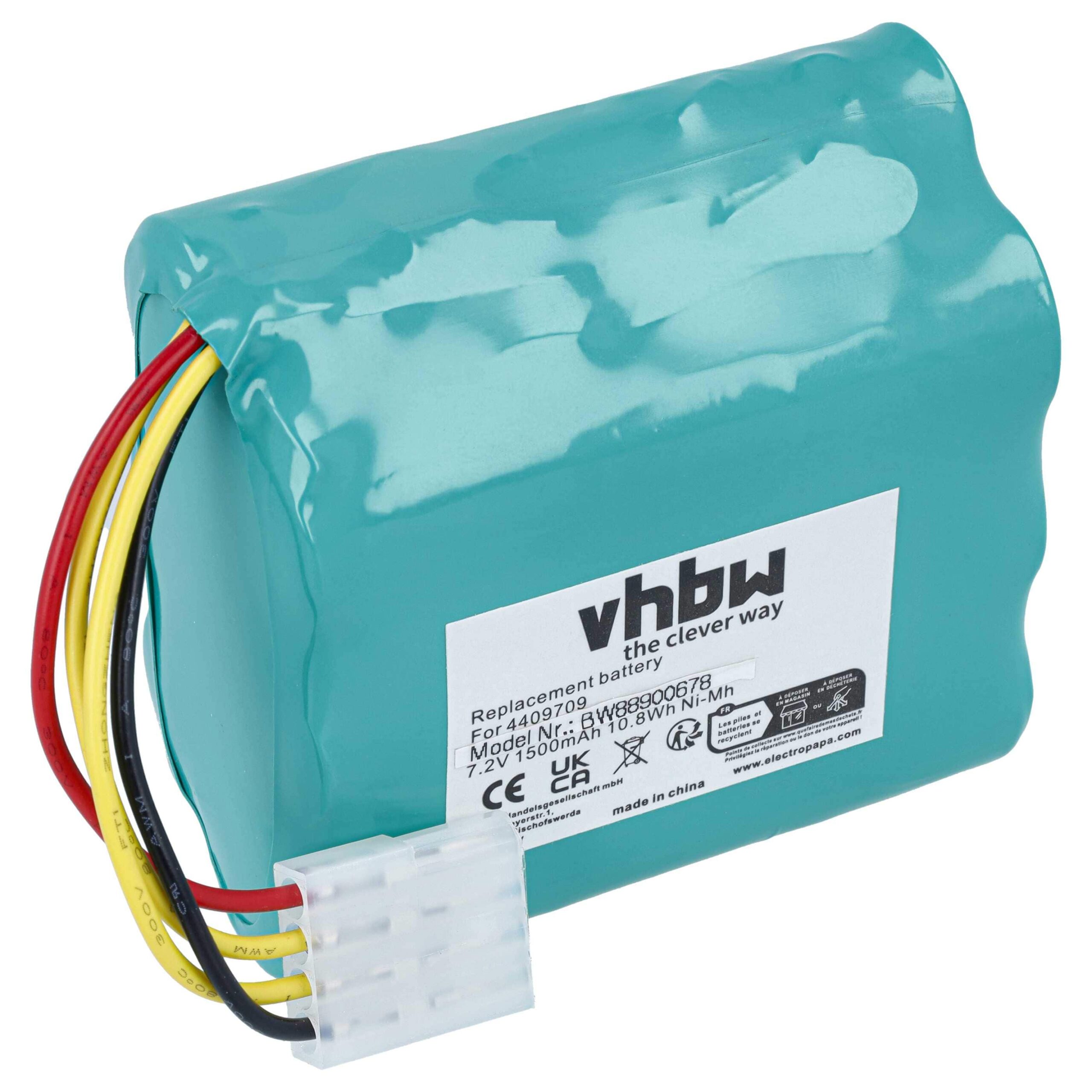Bateria vhbw 1500 mAh para aspiradores Neato XV-11, XV-12, XV-14, XV-15, XV-21, XV-25 e Vorwerk VX100 — 7.2 V NiMH