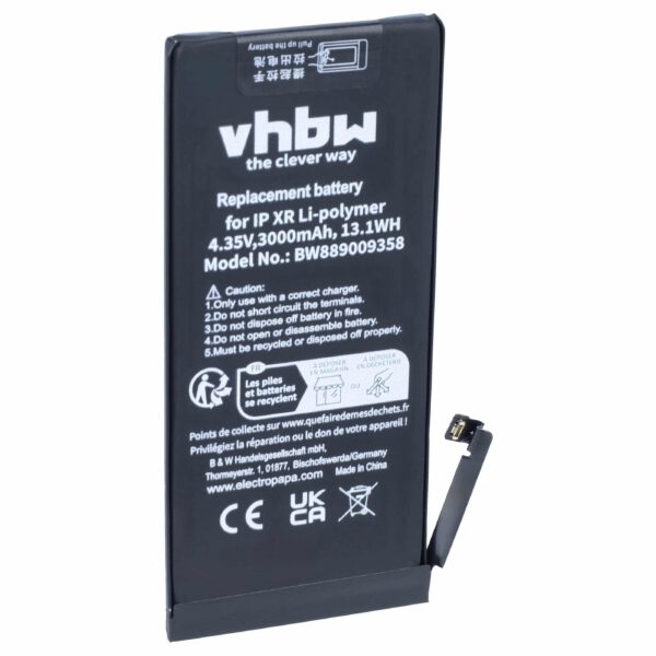 Bateria vhbw de 3000 mAh para Apple iPhone XR