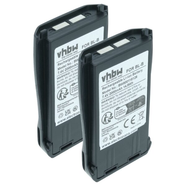 vhbw – 2 baterias Li-Ion de 2000 mAh para Baofeng UV-B5 e UV-B6