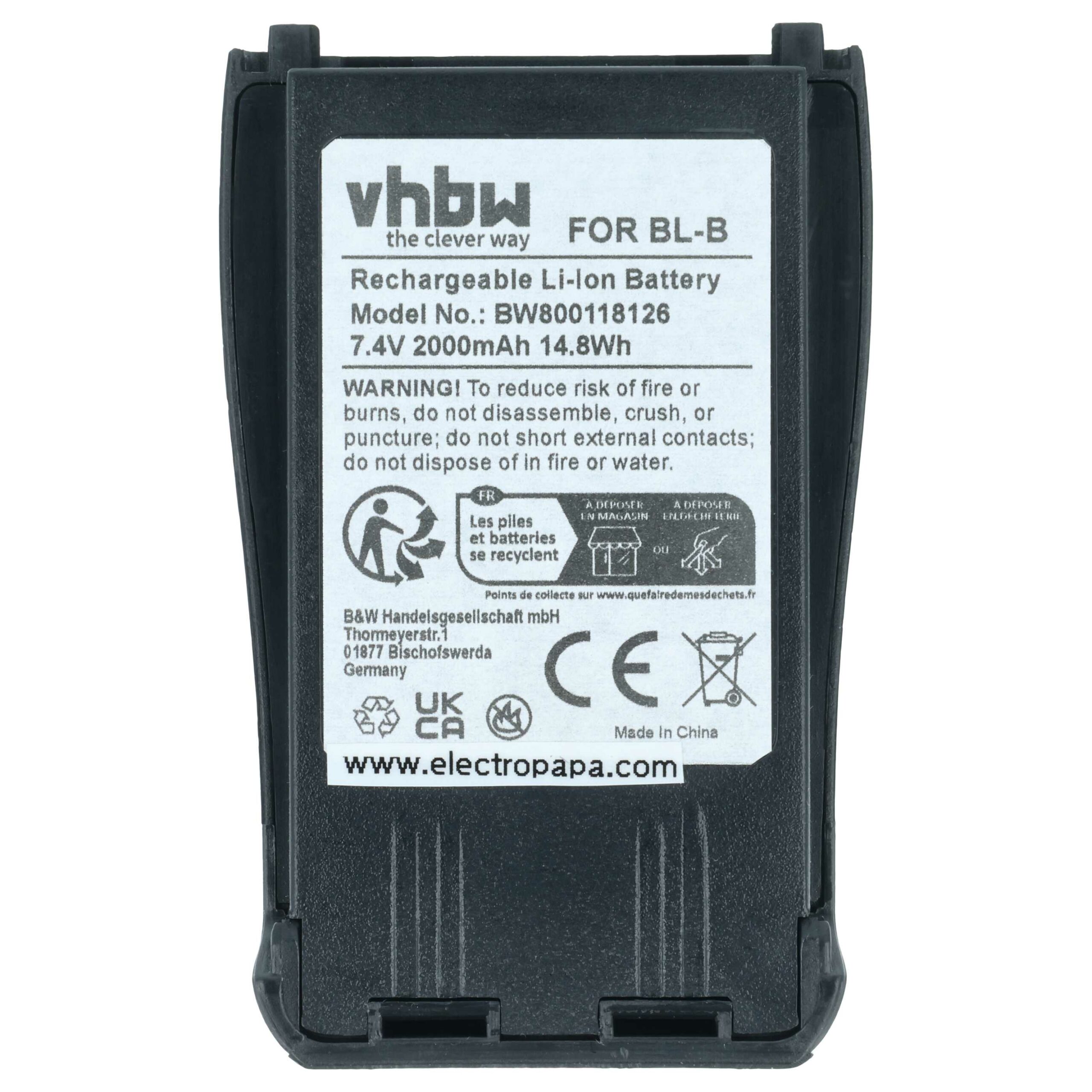 vhbw – 2 baterias Li-Ion de 2000 mAh para Baofeng UV-B5 e UV-B6 - Image 3