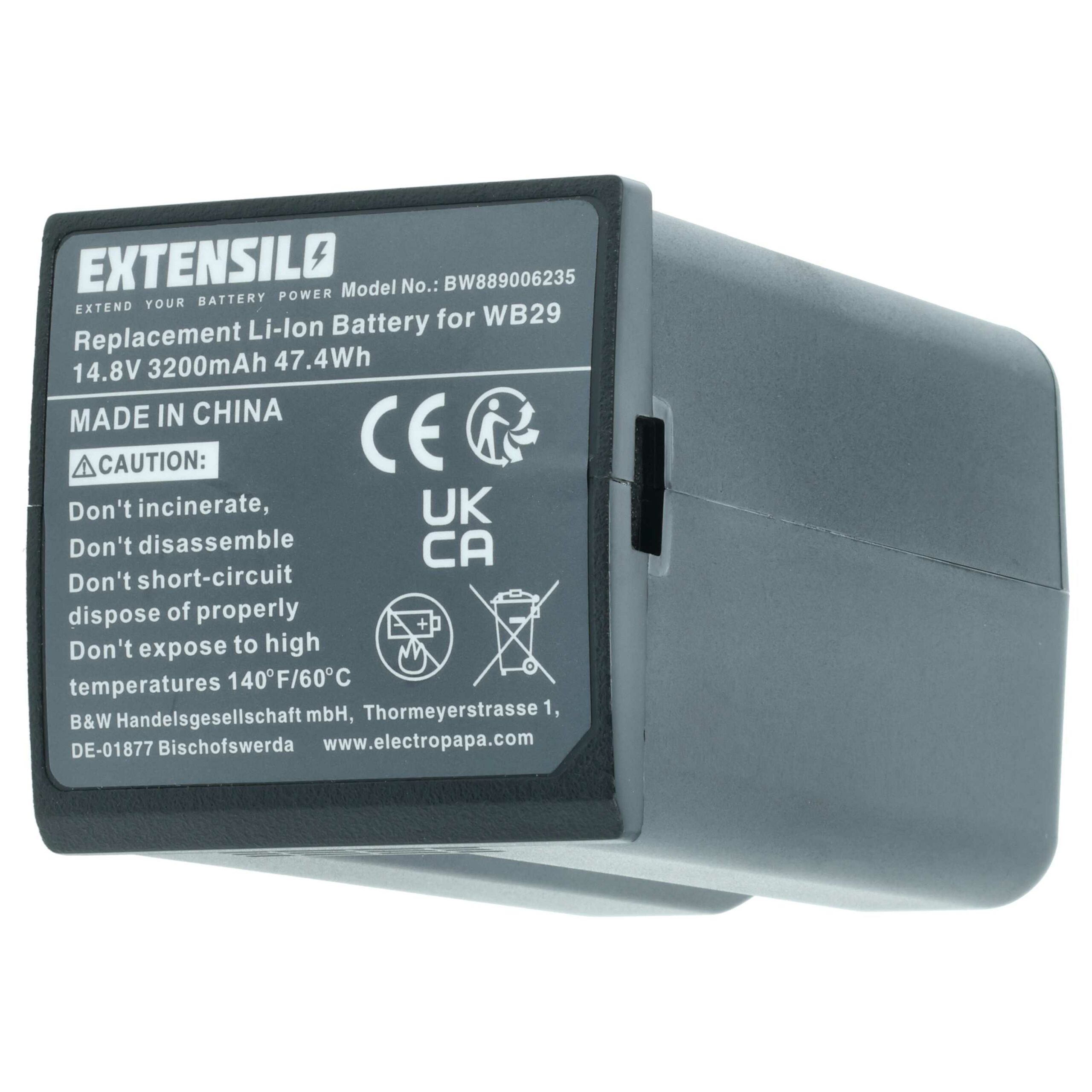 Bateria EXTENSILO para Flash Godox WB29, DFB/GDWB29 3200 mAh 14.8 V - Image 3