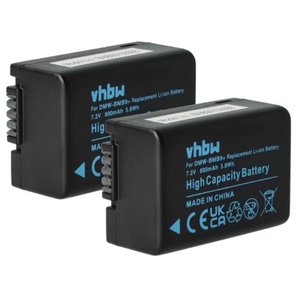 2x Baterias vhbw para Leica BP-DC9E / Panasonic DMW-BMB9E - 800mAh, 7.2V