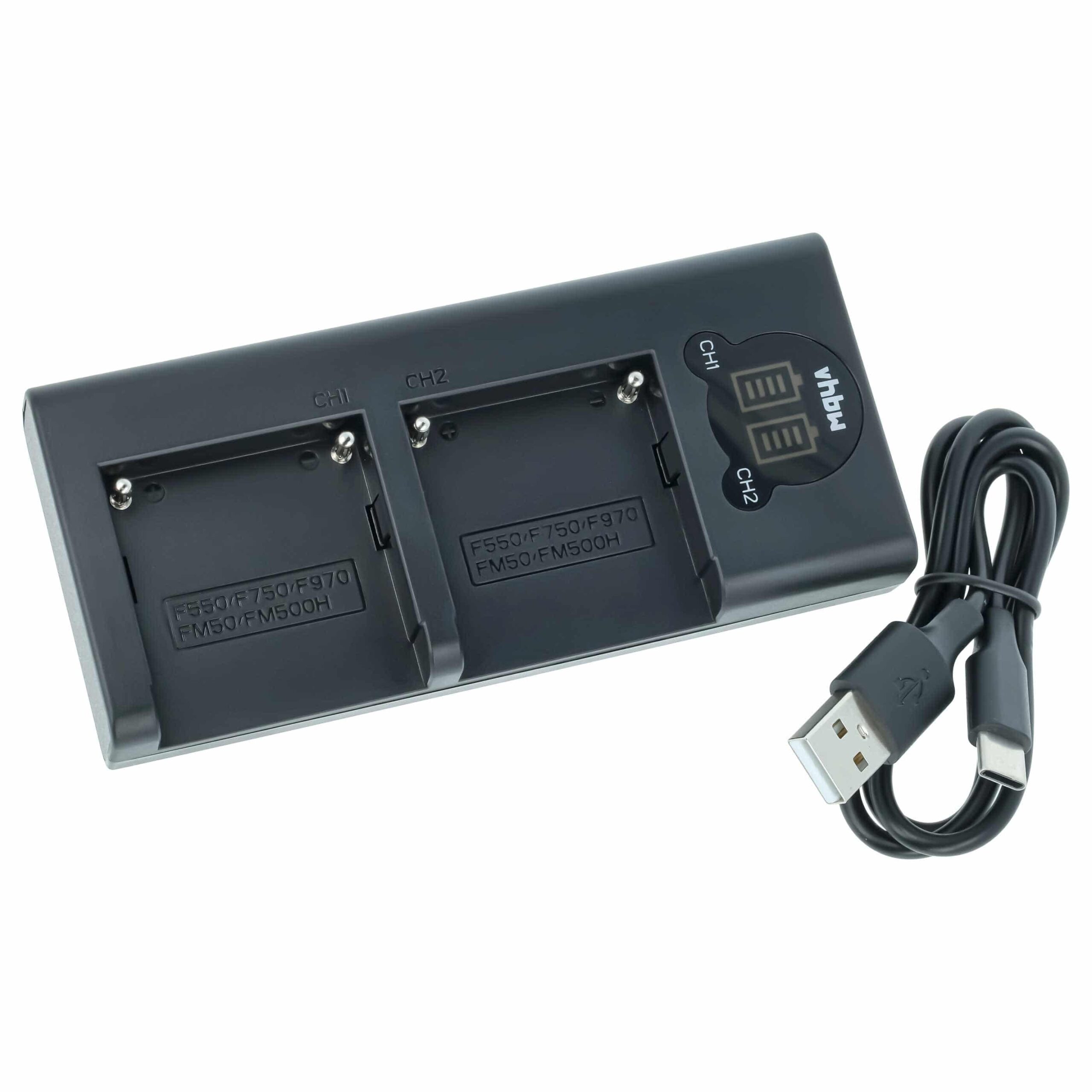 Carregador de Bateria Duplo USB-C vhbw para Câmara Sony BC-VM10