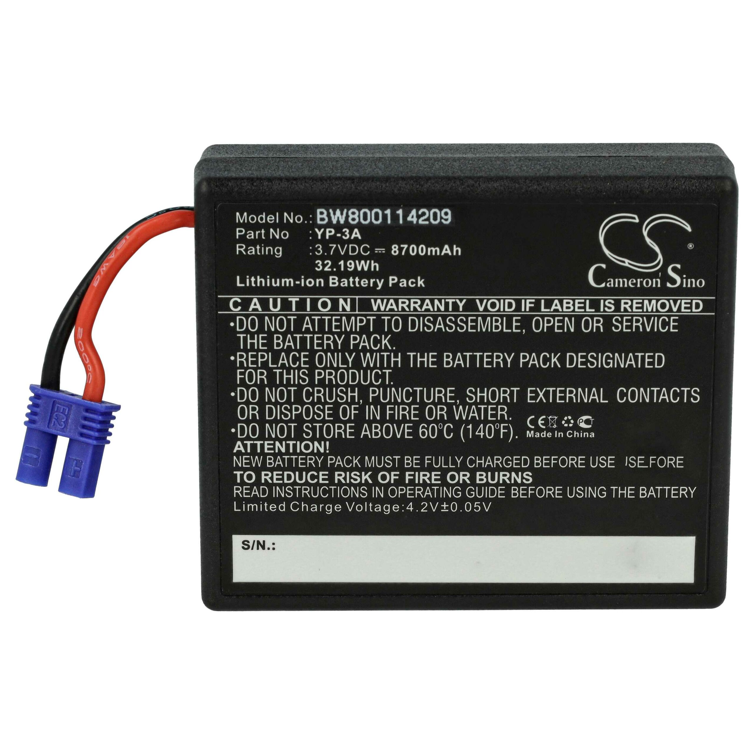 Bateria vhbw para comando de drone Yuneec ST16F, ST16 8700mAh, 3.7V - Image 3