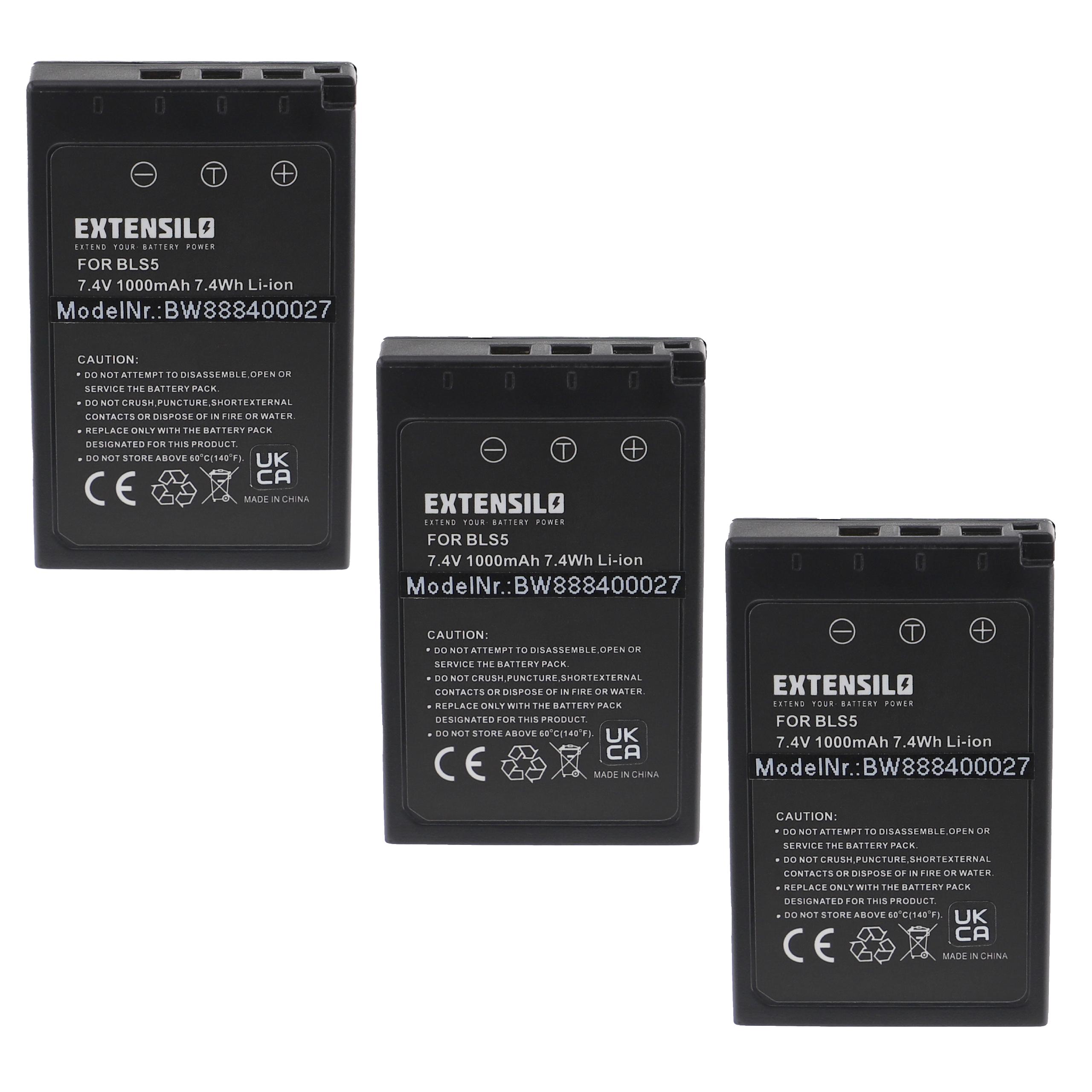 3x Baterias EXTENSILO para Olympus PS-BLS5, BLS-50 1000mAh - Image 4