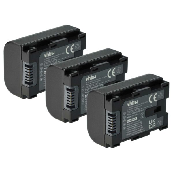 Bateria vhbw 3x para câmara JVC BN-VG107, BN-VG107U 800 mAh 3.6 V Li-Ion