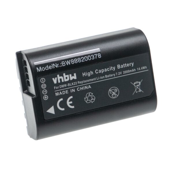 Bateria vhbw para Panasonic DMW-BLK22, DMW-BLK22GK 2000mAh 7.2V