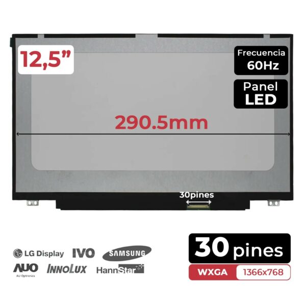 Ecrã LED 12.5" HD Mate 30 Pinos para Portátil Dell Latitude 7280 7290 5280 5290 - NT125WHM-N42