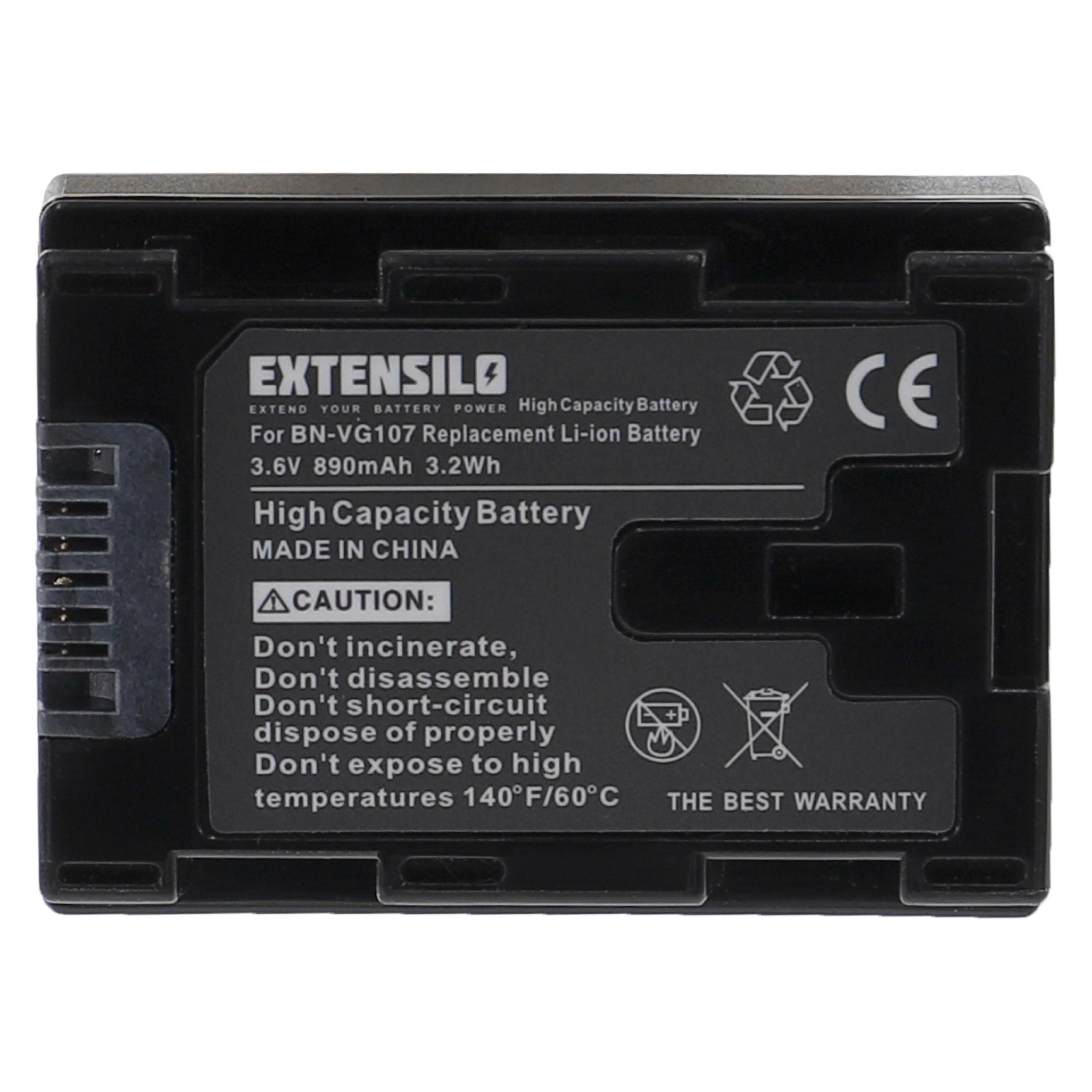 Bateria Extensilo para câmara JVC BN-VG107E, BN-VG108E - 890mAh, 3.6V