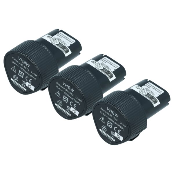 3x Baterias vhbw para Makita 194551-4, 194588-1 1500 mAh 10.8 V Li-Ion