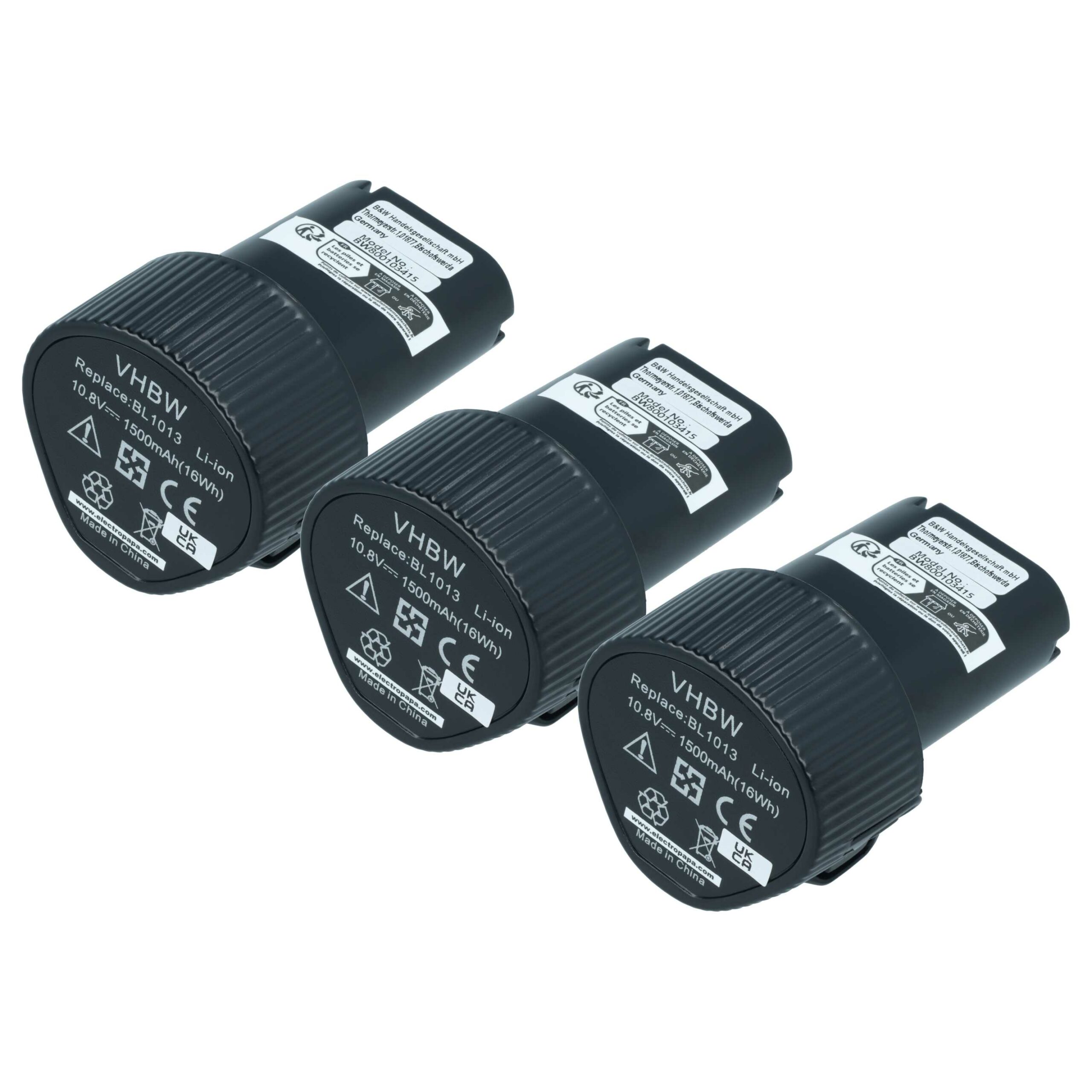 3x Baterias vhbw para Makita 194551-4, 194588-1 1500 mAh 10.8 V Li-Ion